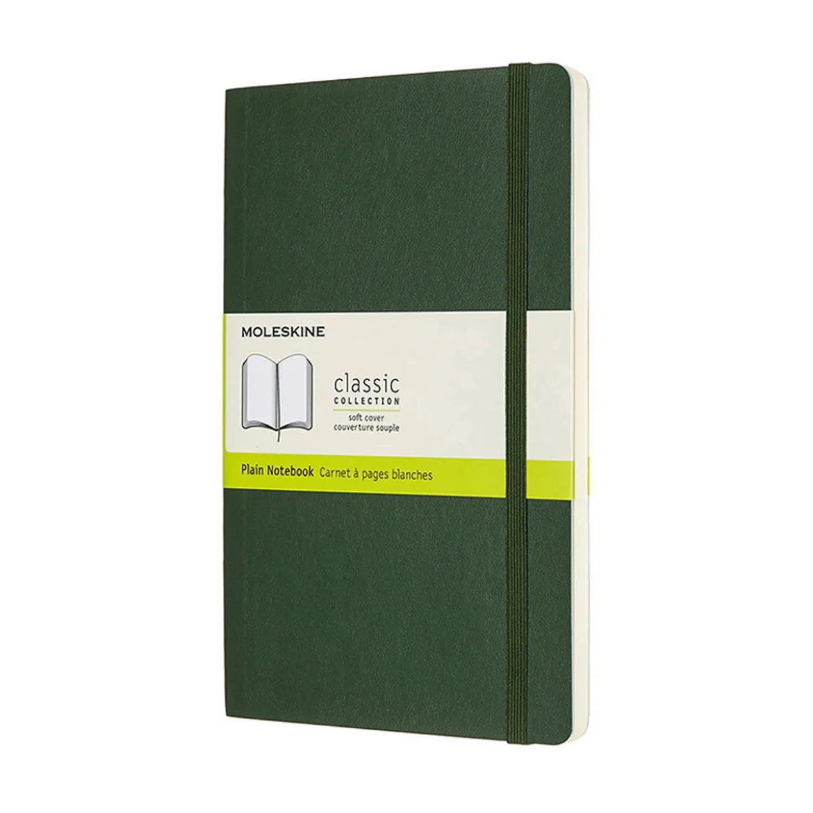 Moleskine Classic Notebook Large (13×21 cm), grønn myk perm – 192 ulinjerte sider