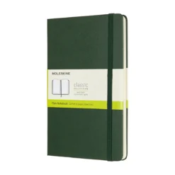 Moleskine Classic Notebook Large (13×21 cm), grønn hard perm – 240 ulinjerte sider
