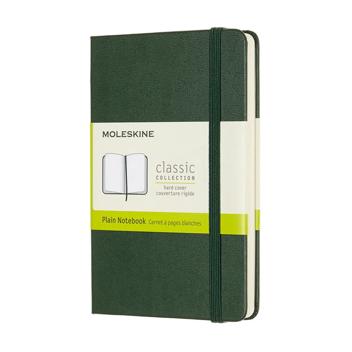 Moleskine Classic Notebook Pocket (9×14 cm), grønn hard perm – 192 ulinjerte sider