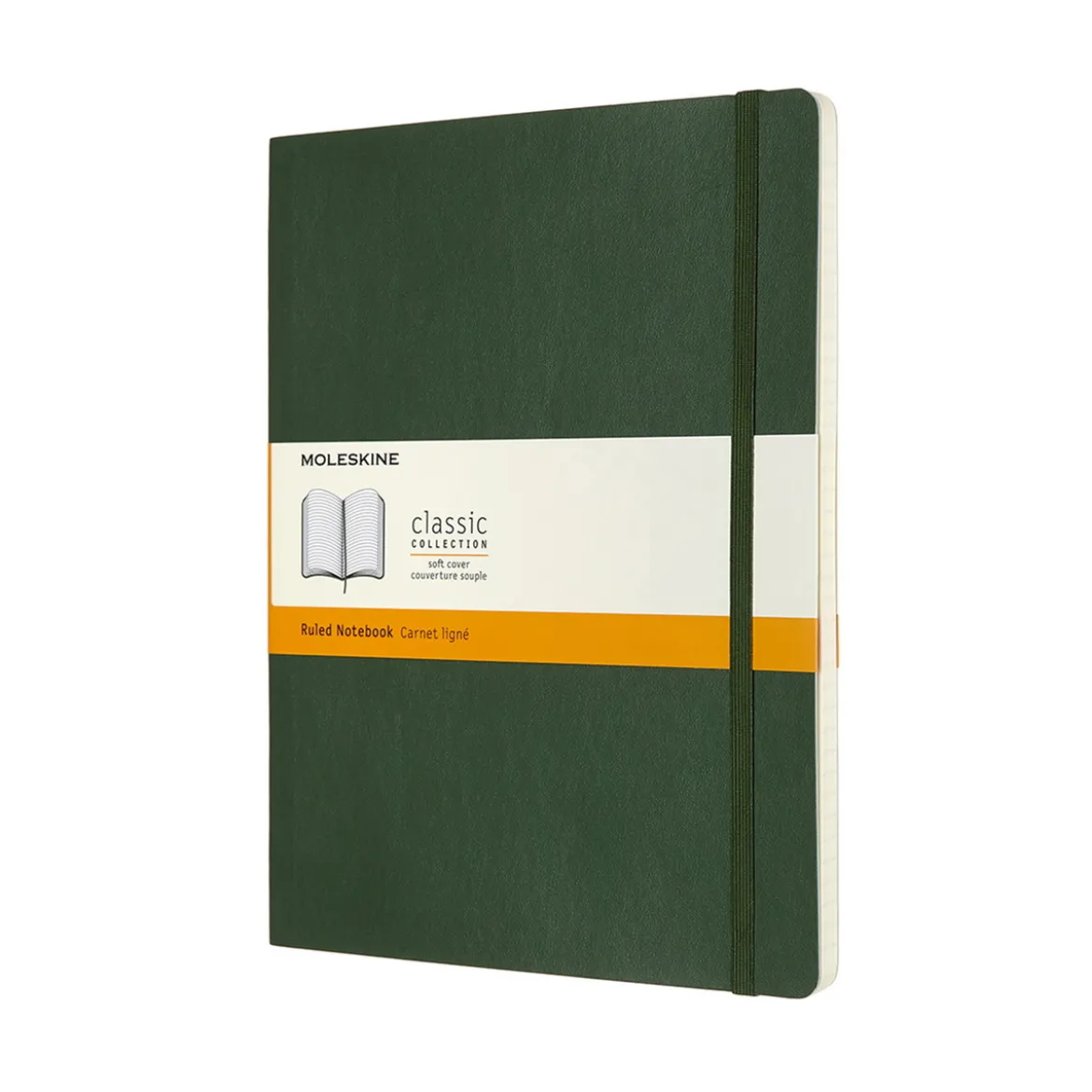 Moleskine Classic Notebook XL (19×25 cm), grønn myk perm – 192 linjerte sider