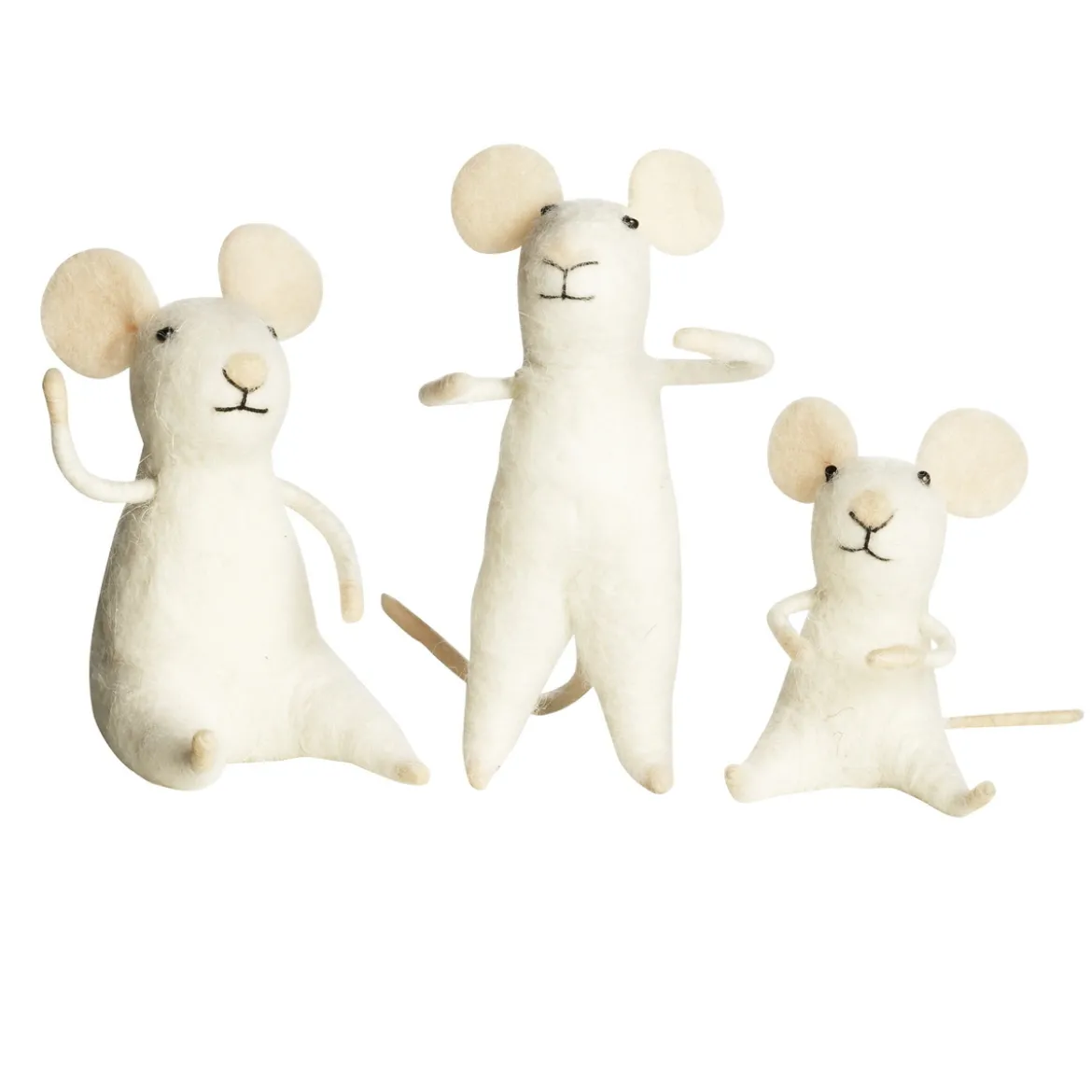 Musefamilie hvit H 6,5-10 cm 3