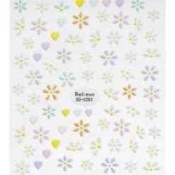 Negleklistremerker pastellfargede hjerter og små blomster. 1 ark nail stickers på 8,5×10 cm
