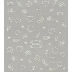 Negleklistremerker selvlysende, glow in the dark. 1 ark nail stickers på 8,5×10 cm