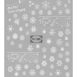 Negleklistremerker snøfnugg + 3 store motiver, fint til jul! 1 ark nail stickers på 8,5×10 cm