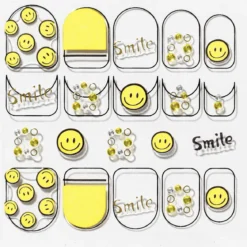 Neglstickers smiley – 20 neglklistremerker med smilefjes, tekst og små miniperler