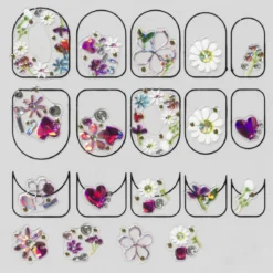 Neglstickers sweet – 19 neglklistremerker med fargerike blomster
