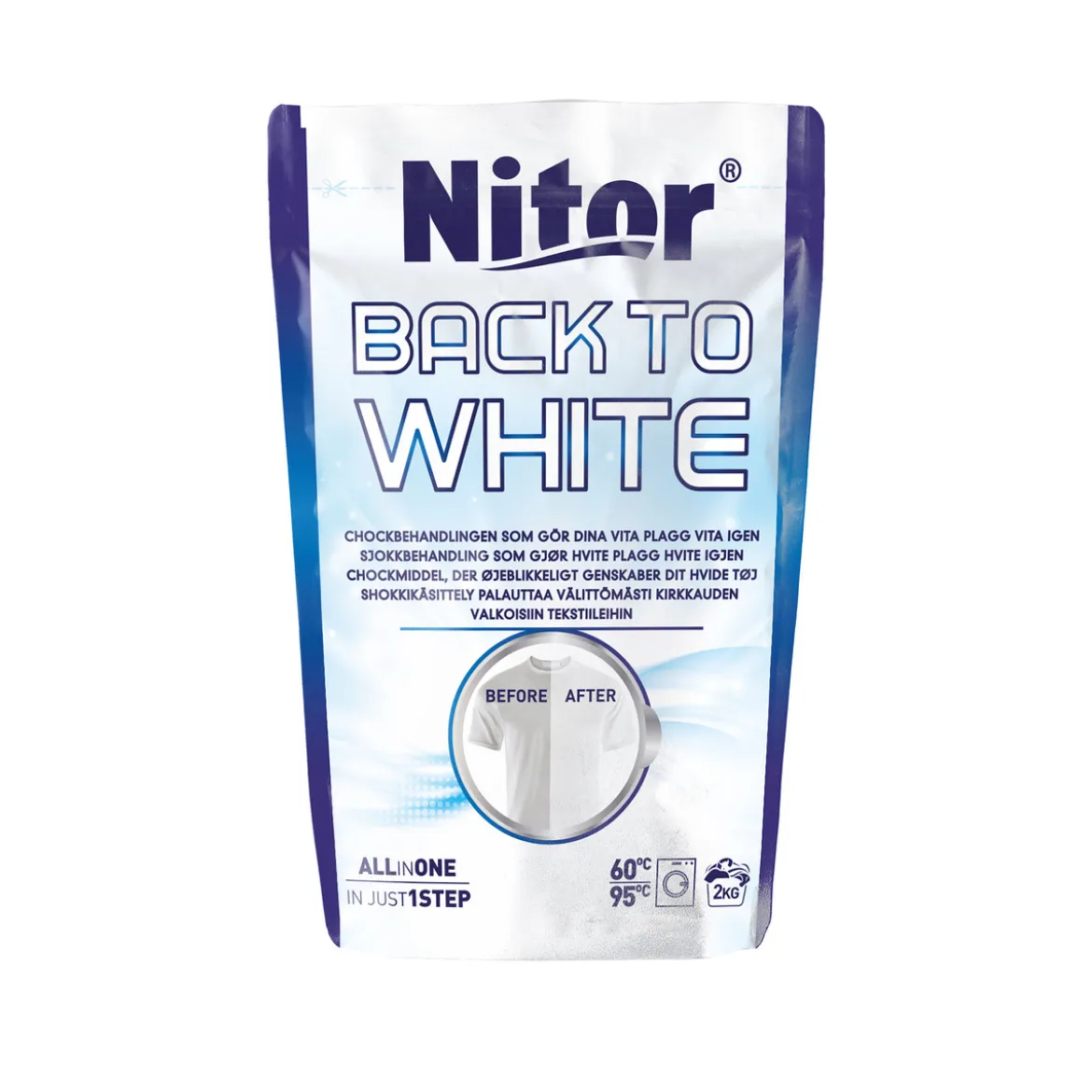 Nitor Tekstilfarge Back to white 400 g – få tilbake glansen i hvite tekstiler
