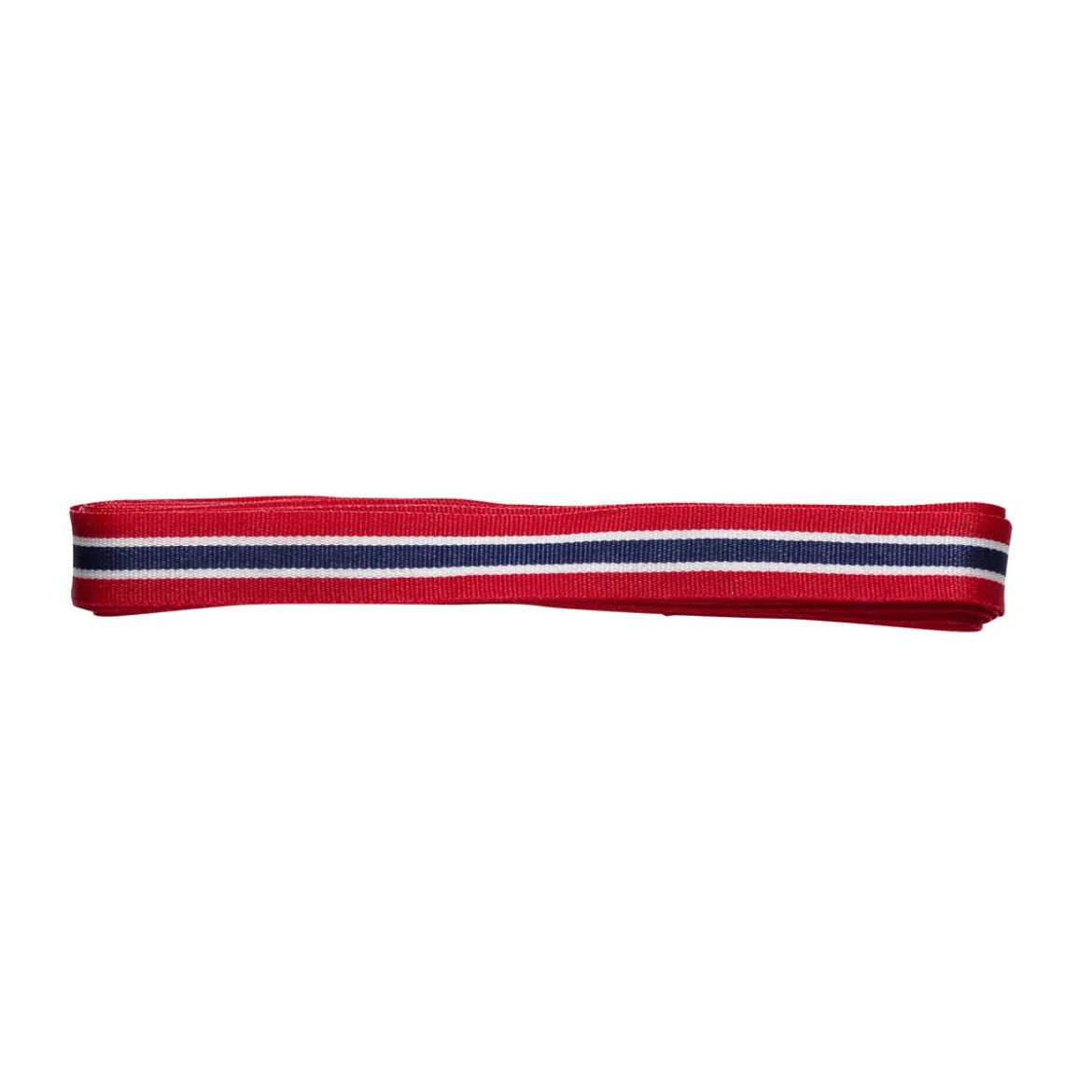 Norgebånd med det norske flaggets farger, 3 m langt og 10 mm bredt