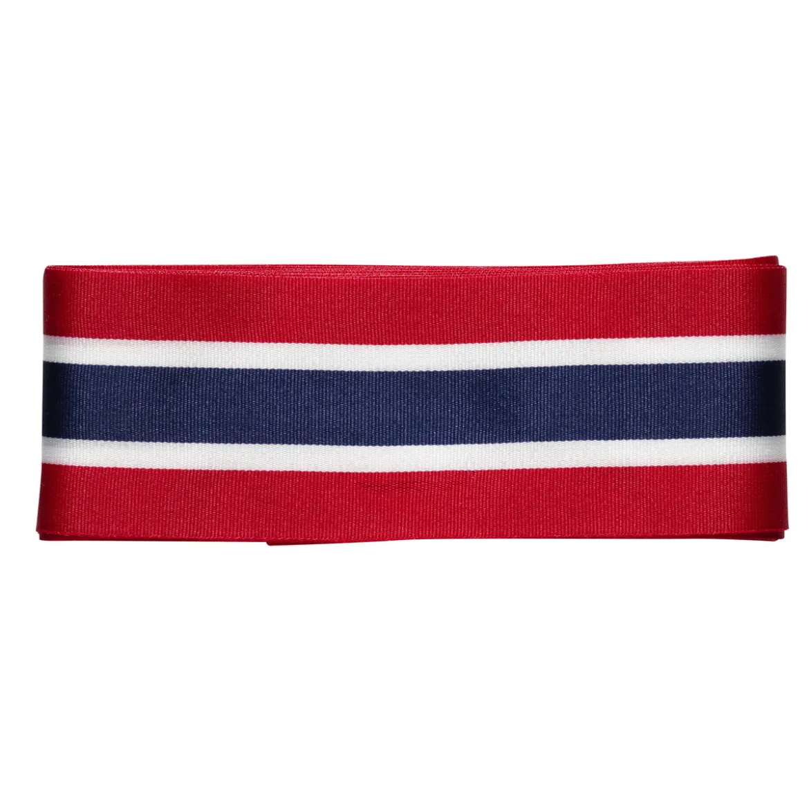 Norgebånd med det norske flaggets farger, 3 m langt og 40 mm bredt