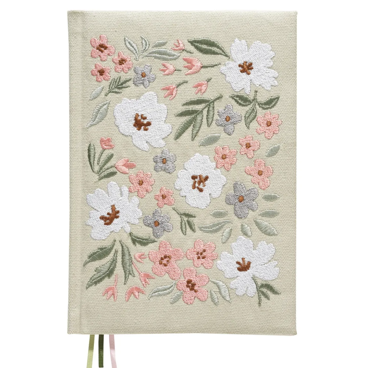 Notatbok med brodert blomstret omslag, A5 (148×210 mm), 80 ark, 80 g/m²