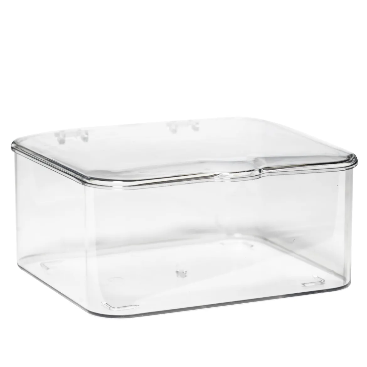 Oppbevaringsboks av transparent hardplast, 18×18×9 cm