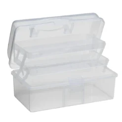 Oppbevaringsboks av plast med utfellbare oppbevaringsseksjoner – 22×13×11 cm