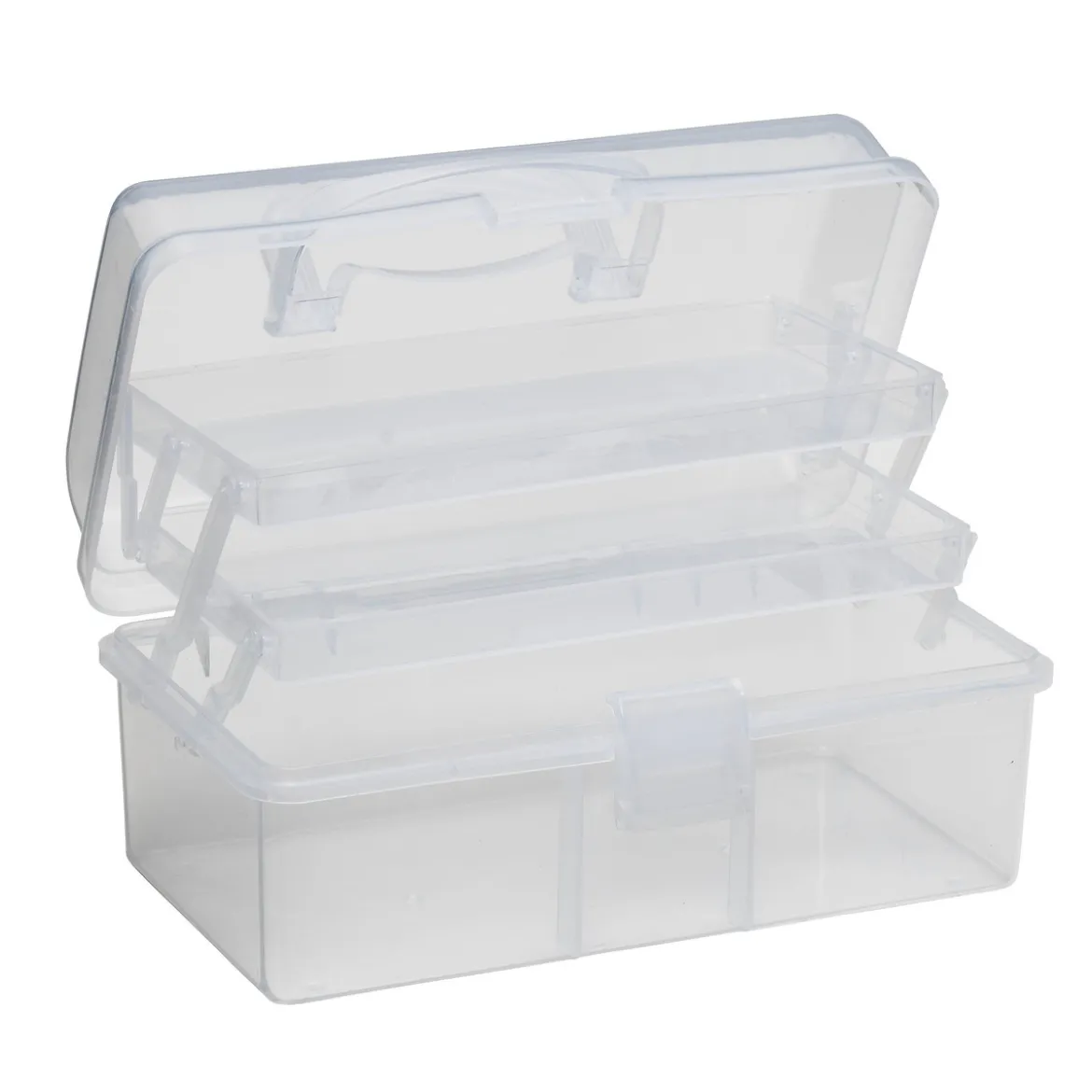 Oppbevaringsboks av plast med utfellbare oppbevaringsseksjoner – 22×13×11 cm