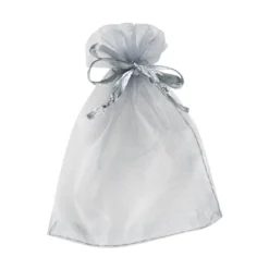 Organzaposer gaveposer av organza 10-pakning, transparent sølv 9×11,5 cm