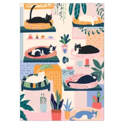 Paint by number / mal etter tall – katter, 25×35 cm + 18 farger og 3 pensler