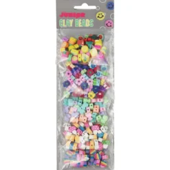 5-pakning fargerike og morsomme perler av polymerleire, cirka 1 cm store