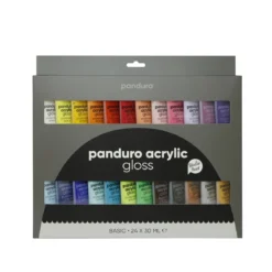 Panduro Acrylic gloss sett – 24×30 ml med blanke akrylfarger