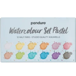 Panduro akvarellmaling sett Pastel 12 – sterke og livfulle akvarellfarger i halvkopper