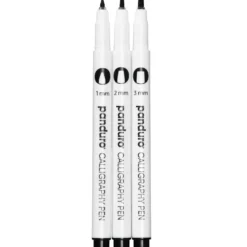 Panduro kalligrafipenner 3-pakning – 1, 2, 3 mm skrivebredde, svart pigmentblekk