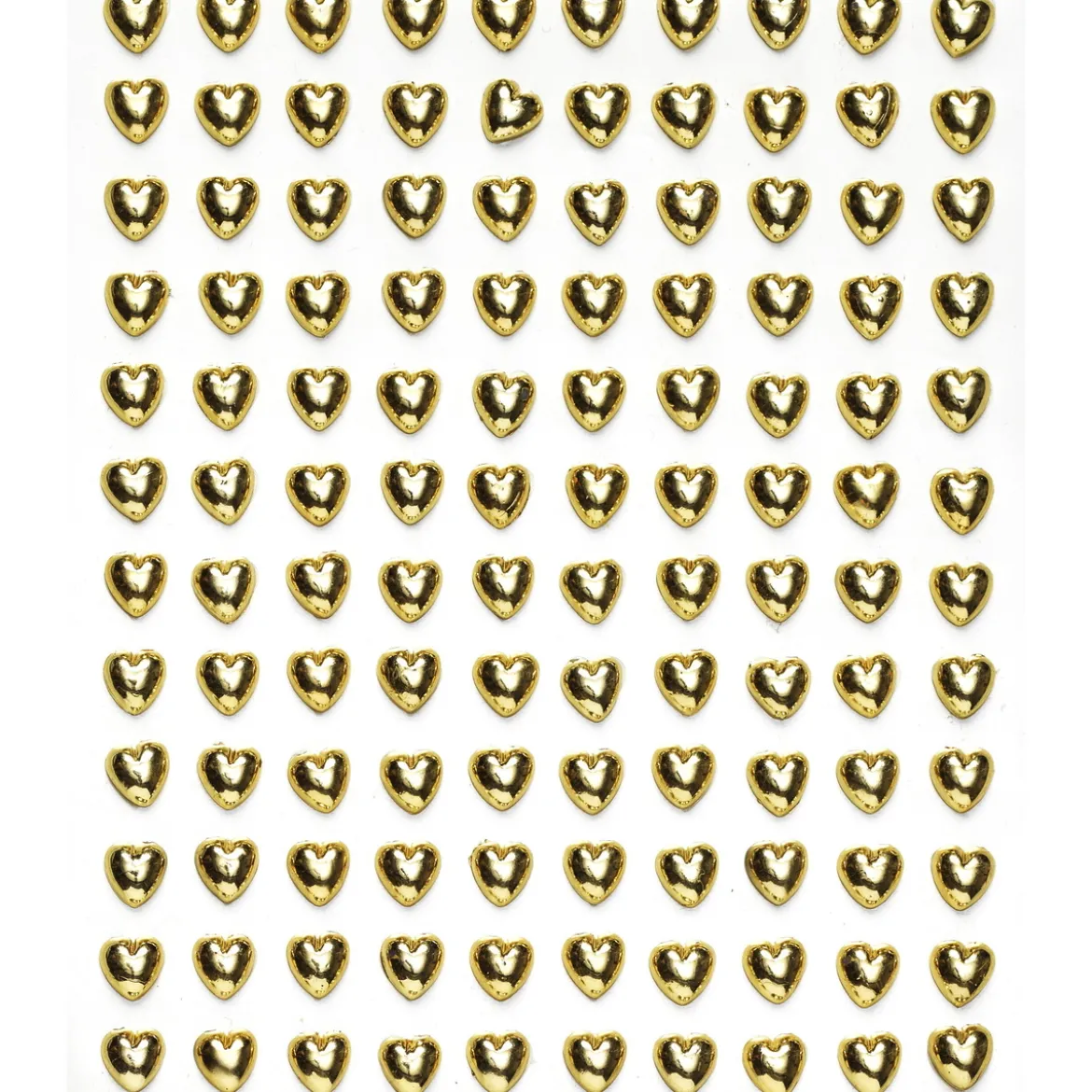 Pearl stickers gullfargede hjerter – 240 perleklistremerker med kjærlighetstema. Ø7 mm