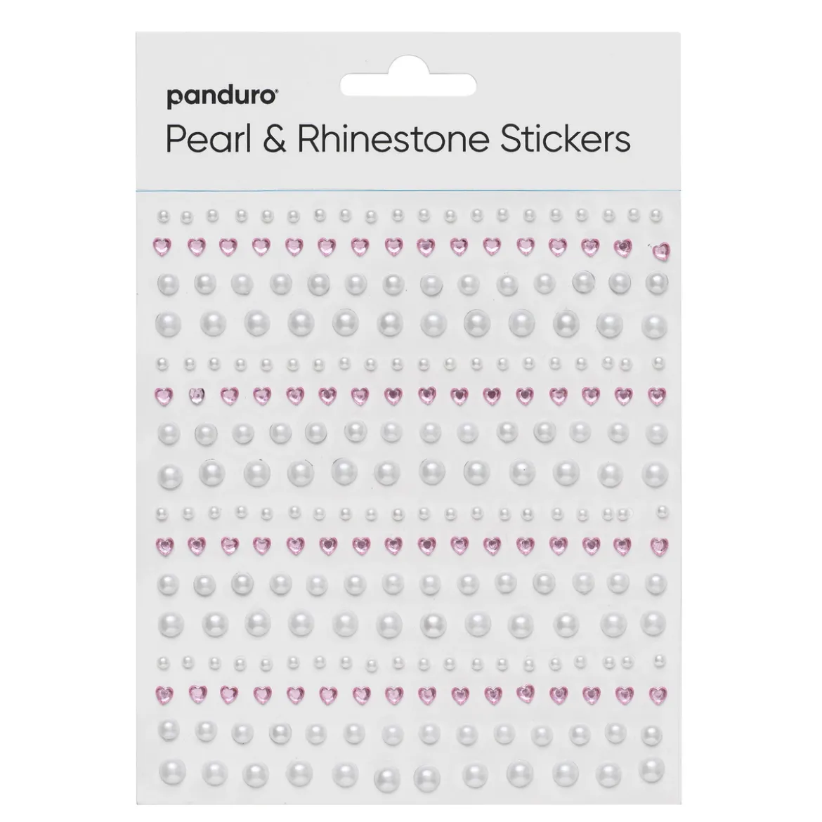 Pearl Stickers / Rhinestonehjerter – miks med 496 hjerter og perler med diameter 2–6 mm