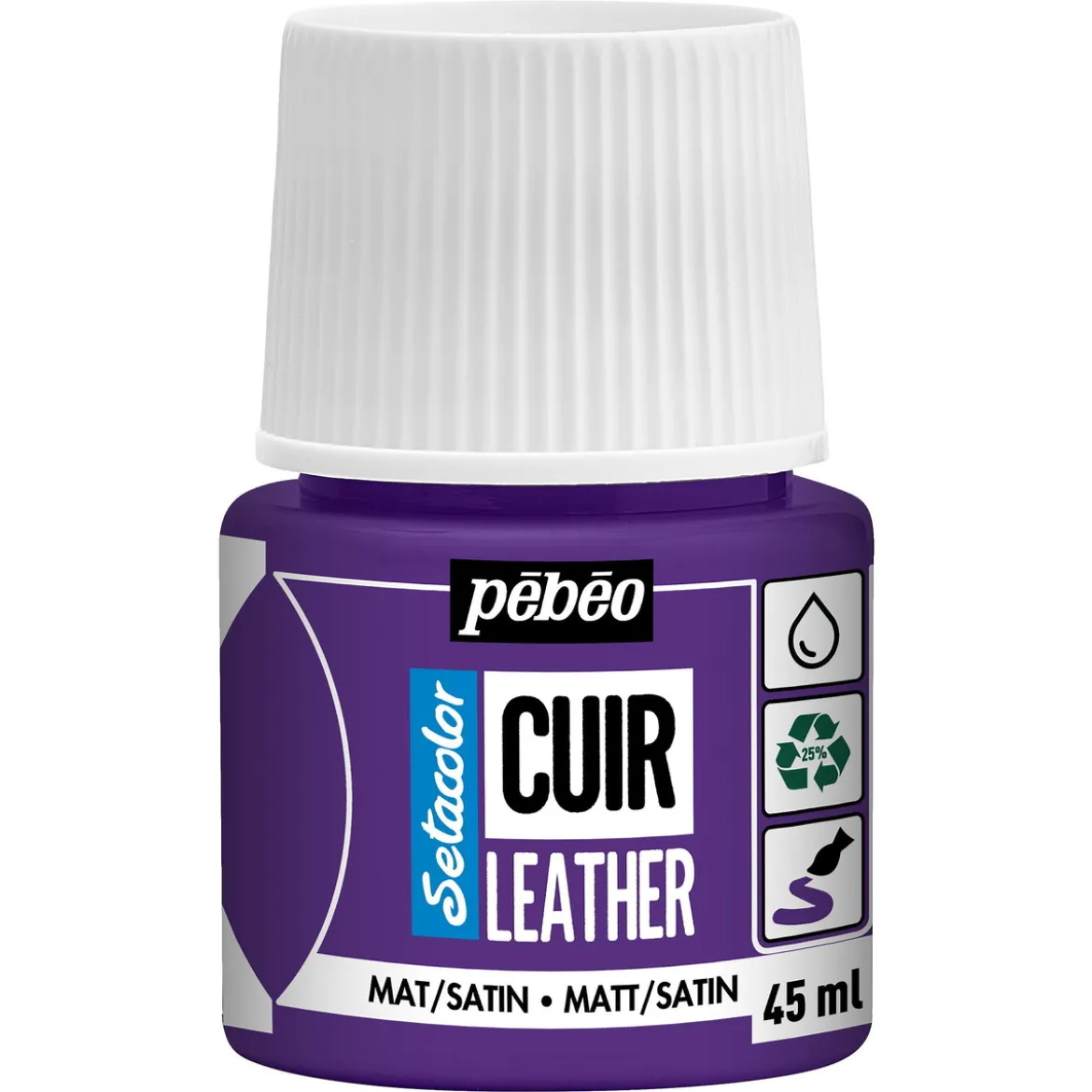Pebeo Cuir Leather 45 ml lærfarge, farger også PU-lær – lilla, matt satengfinish