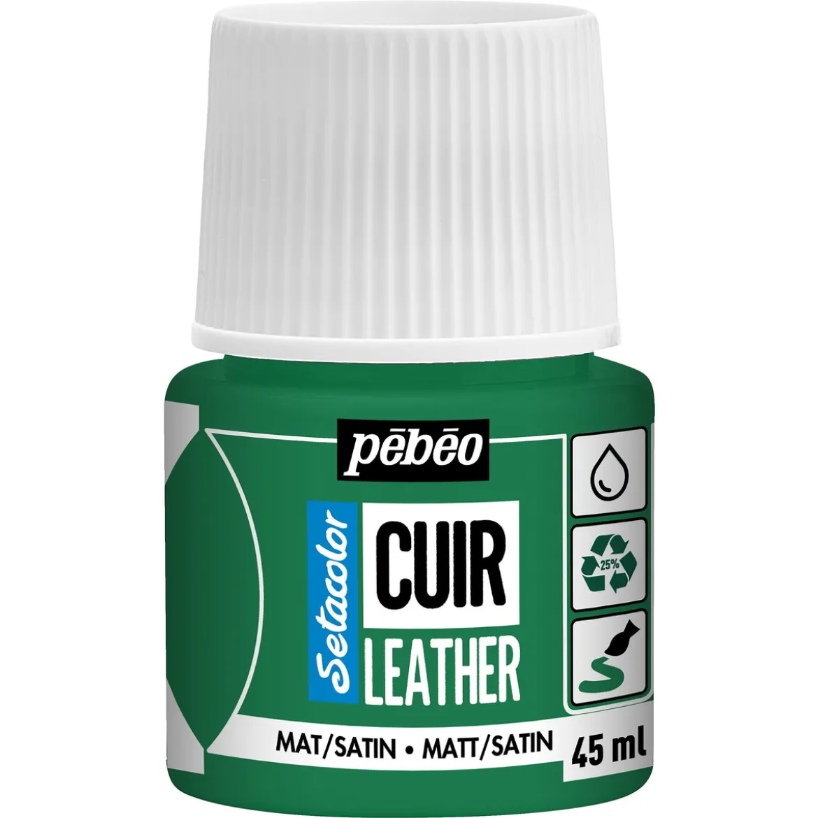 Pebeo Cuir Leather 45 ml lærfarge, farger også PU-lær – turkis, matt satengfinish