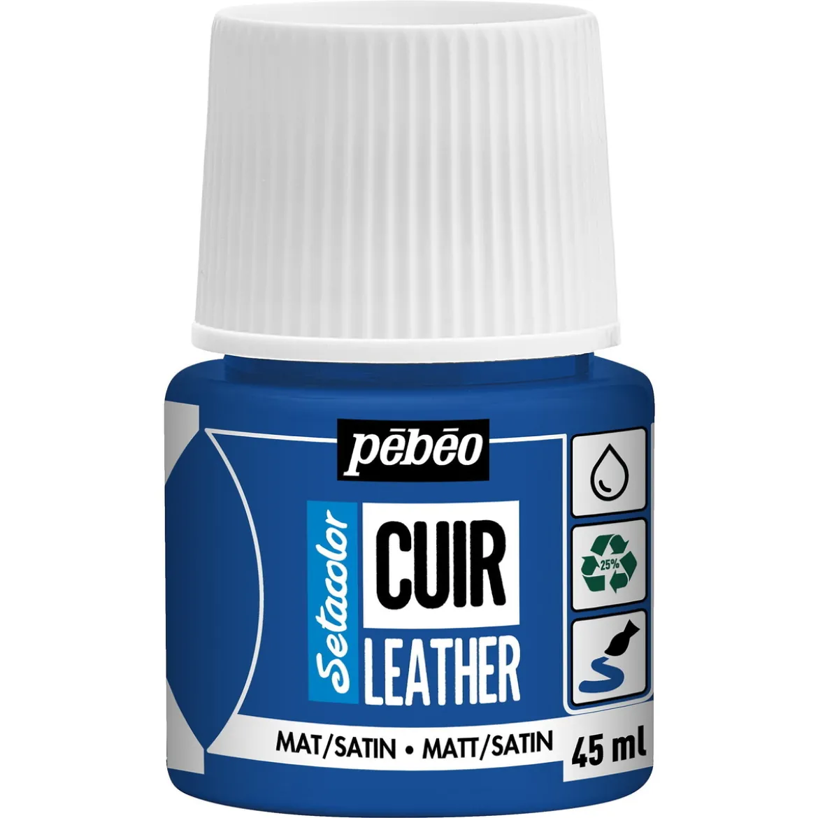 Pebeo Cuir Leather 45 ml lærfarge, farger også PU-lær – ultramarinblå, matt satengfinish