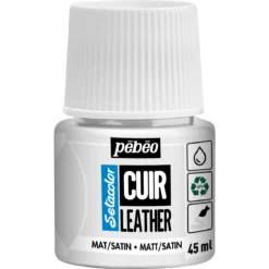 Pebeo Cuir Leather 45 ml lærfarge, farger også PU-lær – hvit, matt satengfinish