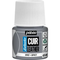 Pebeo Cuir Leather 45 ml lærfarge, farger også PU-lær – sølv, metallic