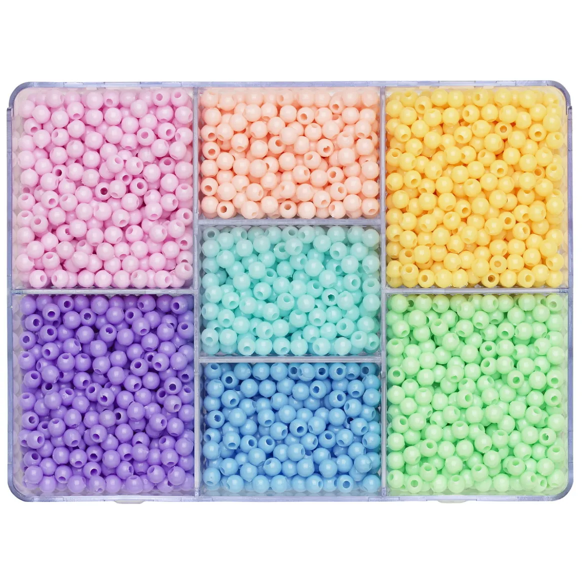 Perlemiks med 2850 runde perler i pastellfarger, Ø4 mm