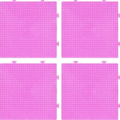 Perleplate Midi 4-pakning rosa kvadrater, byggbare, 15×15 cm – for våre rørperler med diameter 5 mm