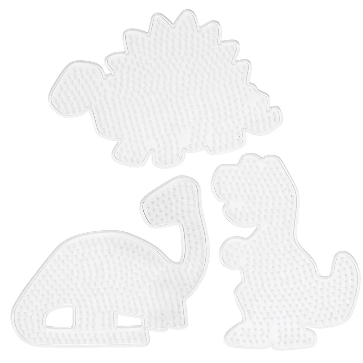 Perleplater Midi 3-pakning – 3 forskjellige dinosaurer – til våre rørperler med diameter 5 mm