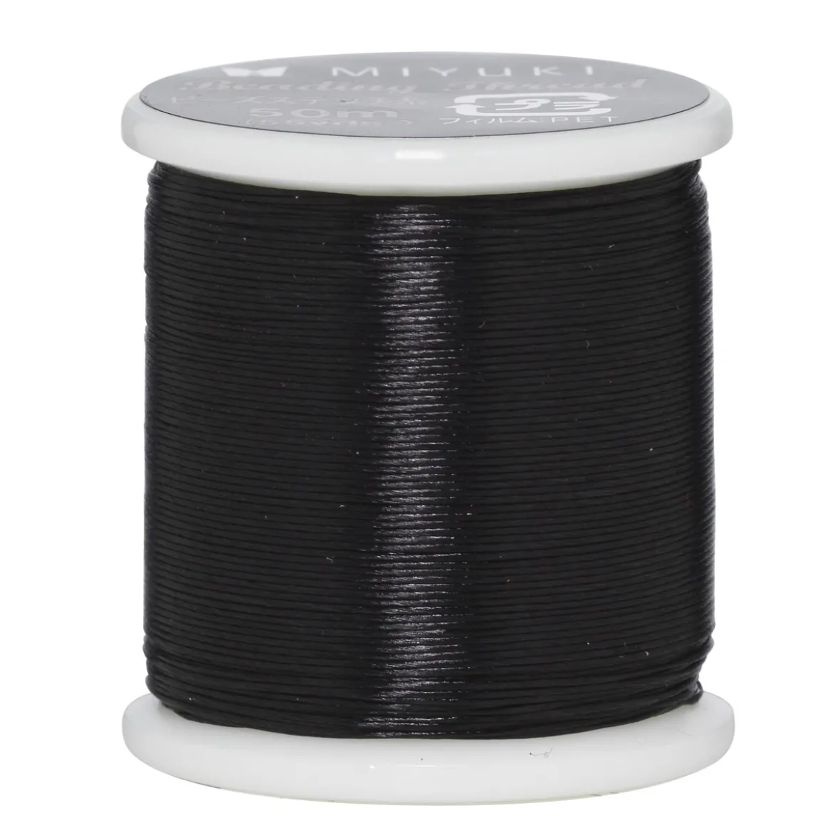 Perletråd Miyuki 50 meter – svart – 0,2 mm i diameter, fremstilt i 100 % nylon