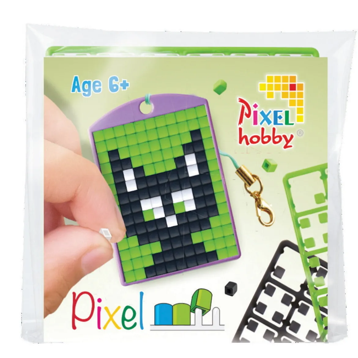 Pikselhobby Minikit katt – med nøkkelring 30×40 mm og 3×144 piksler