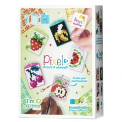 Pixelhobby boks Frukter – 5 nøkkelringer på 30×40 mm, 18 pikselplater og mønsterhefte