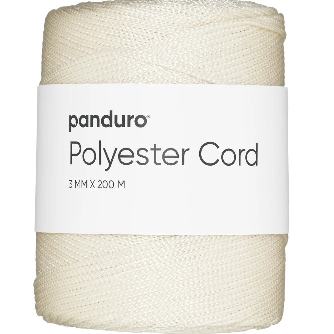 Polyestersnor 200 meter, Ø3 mm, ecru / kremhvit