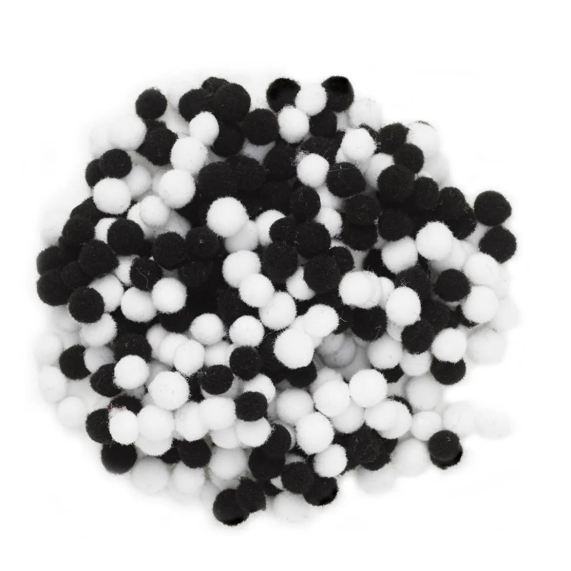 Pom Pom miks svarte og hvite mini, Ø5–7 mm, 400 stk.