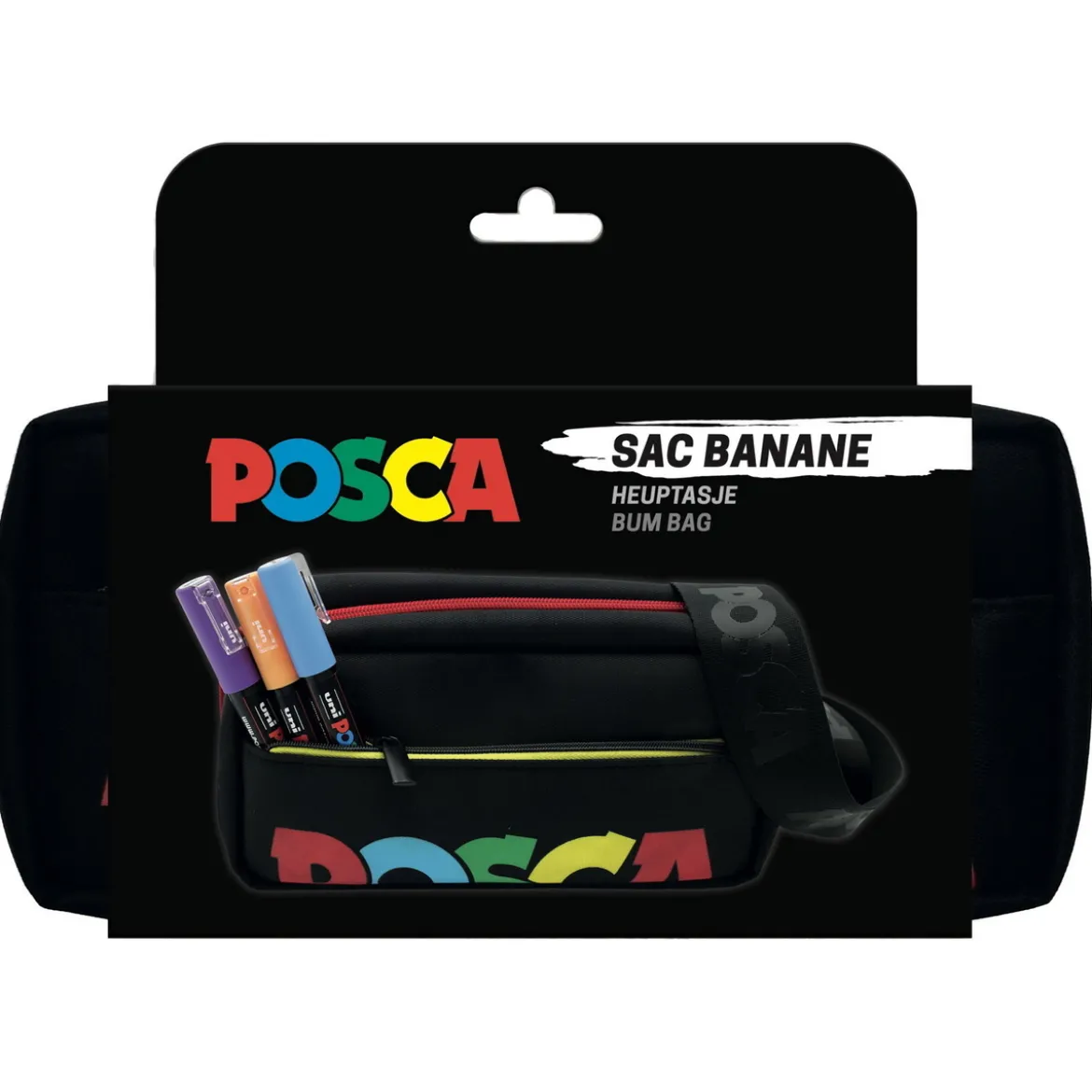 Posca bum bag black – svart mageveske, 23×5×13 cm (tom)