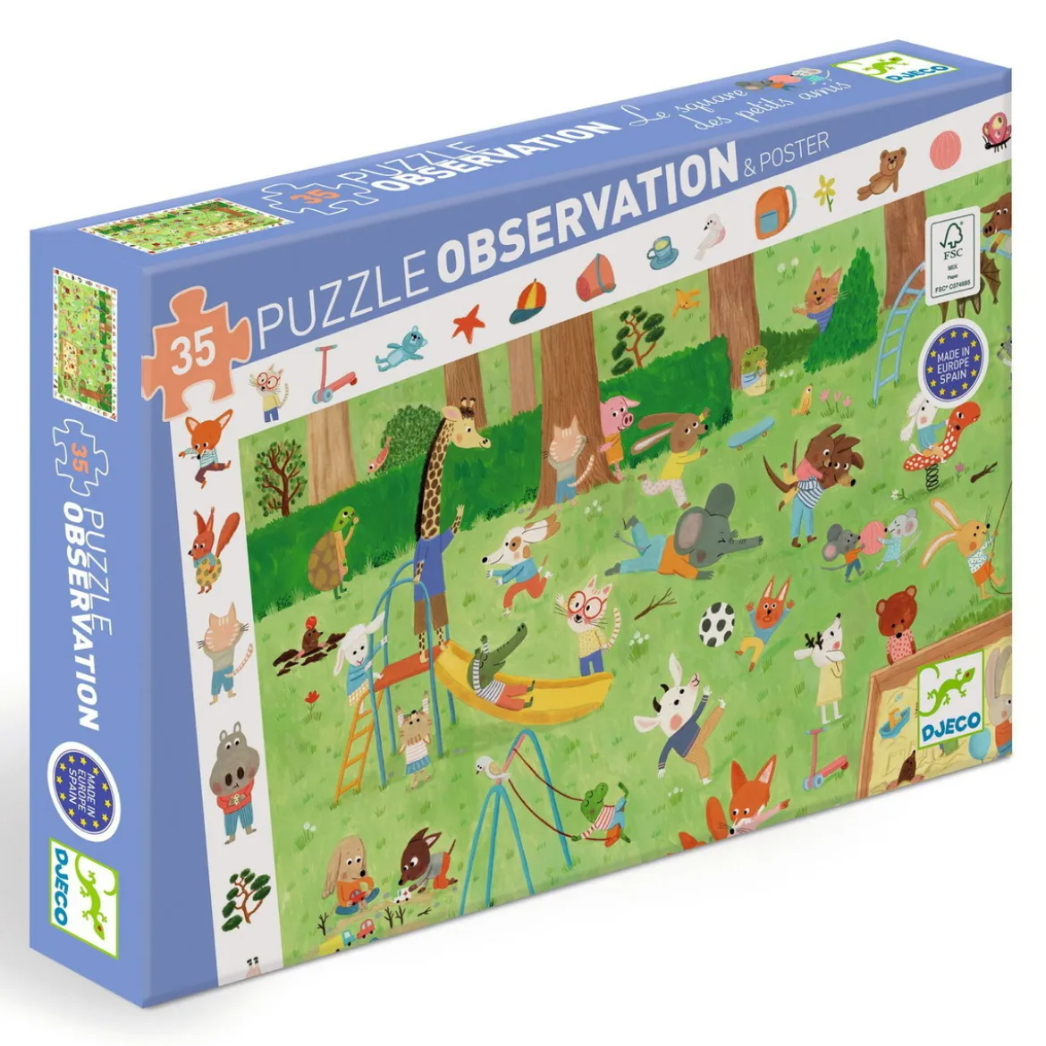 Puslespill Little Friends Garden, barnepuslespill med 35 biter, 61×38 cm
