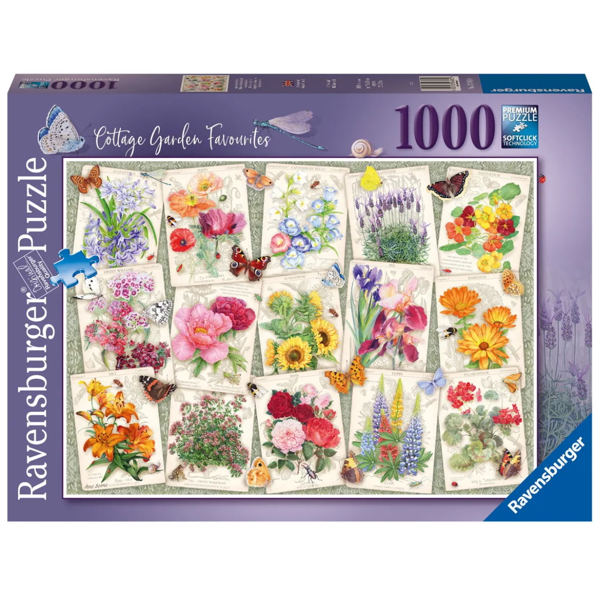 Ravensburger puslespill – Cottage Garden Favourites. 1000 biter, 70x50 cm.