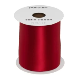 Rødt satengbånd – 73 mm bredt og 5 meter langt