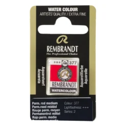 Rembrandt akvarellmaling halvkopp – Permanent Red Medium 377