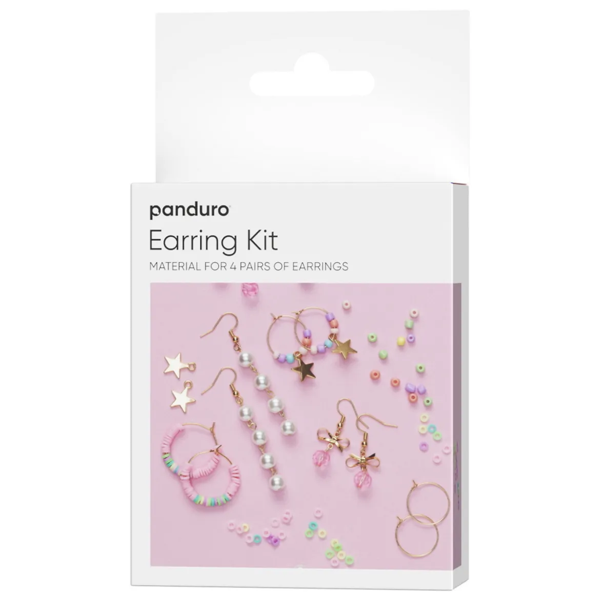 Ørepynt-kit med pastelltema, lag 4 par fine øredobber med perler og charms