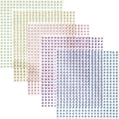 Rhinestone stickers big pack pastell – 2400 små perleklistremerker i 5 farger. Ø2 mm