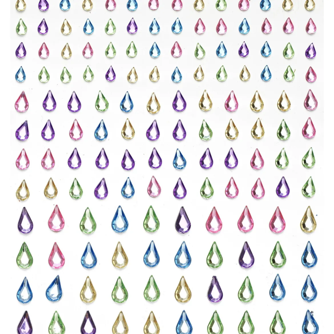 Rhinestone stickers dråper pastell – 288 pastelldråper. L 5, 7, 10 mm
