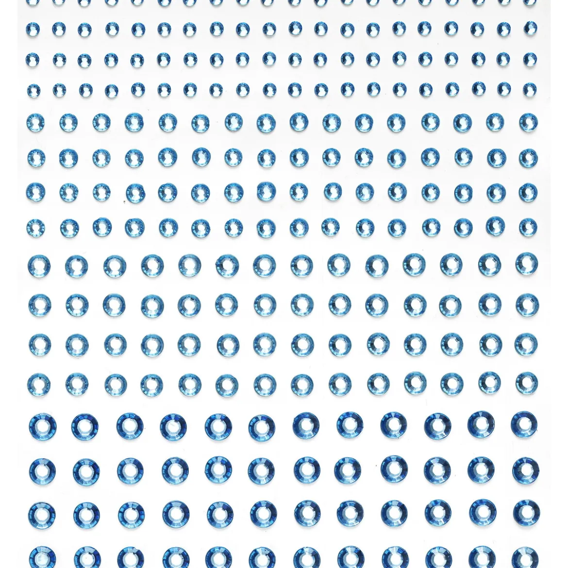 Rhinestone stickers lyseblå – 496 lyseblå perleklistremerker. Ø3, 4, 5, 6 mm