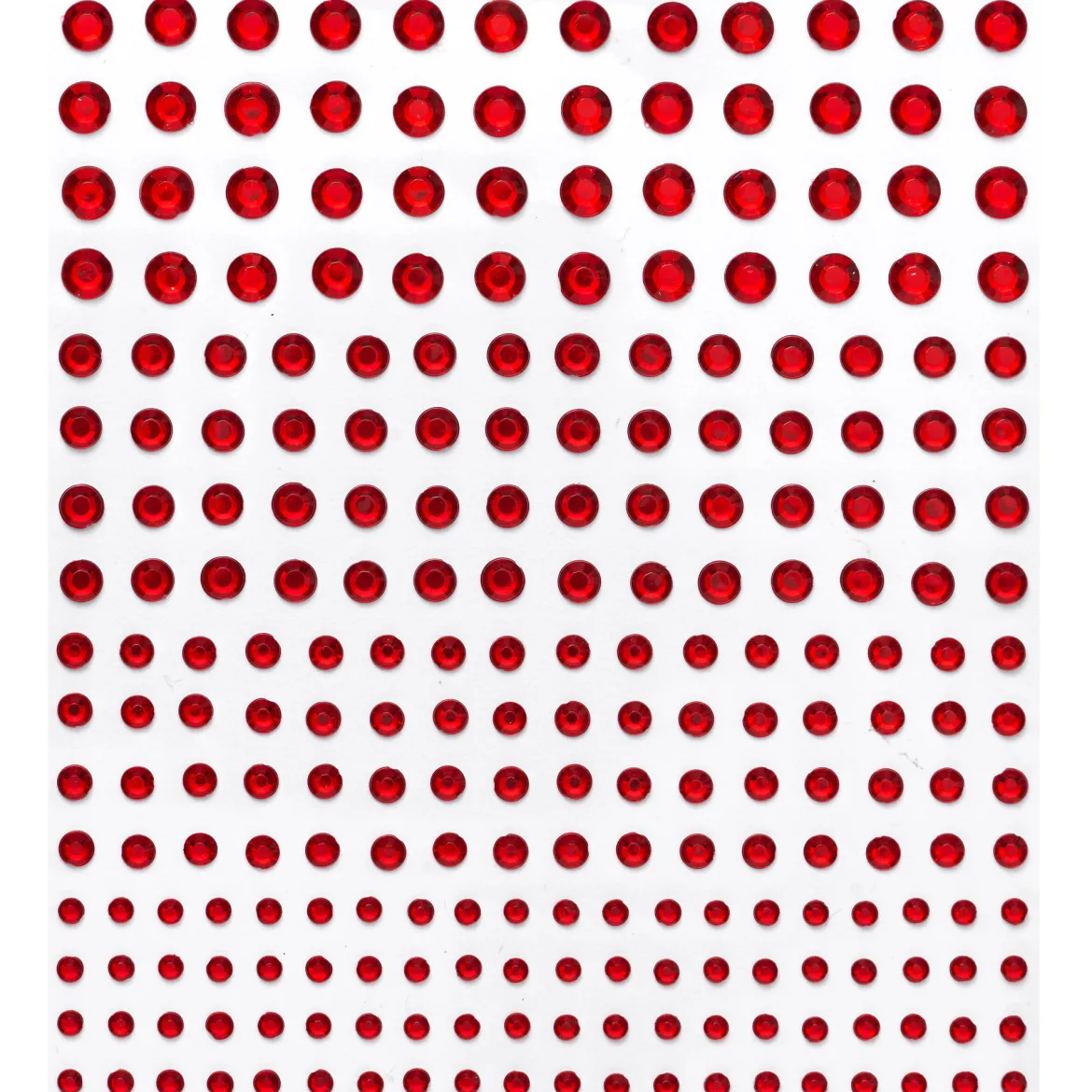 Rhinestone stickers rød – til sammen 496 røde perleklistremerker. Ø3, 4, 5, 6 mm