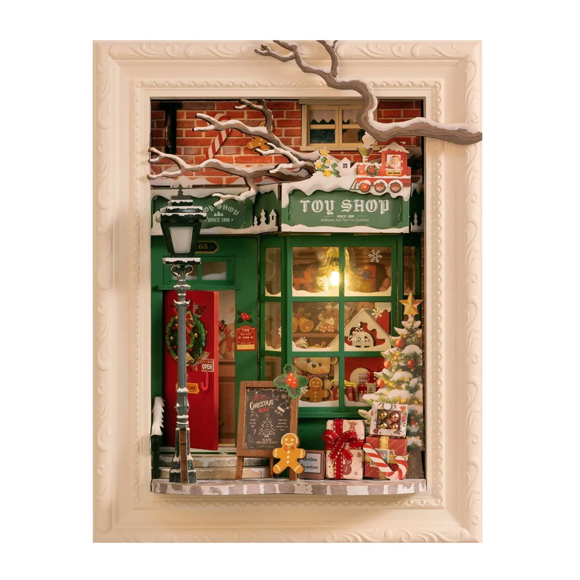 Rolife DIY Santa's Toy Shop miniatyr i bilderamme – DP006, 169×110×218 mm