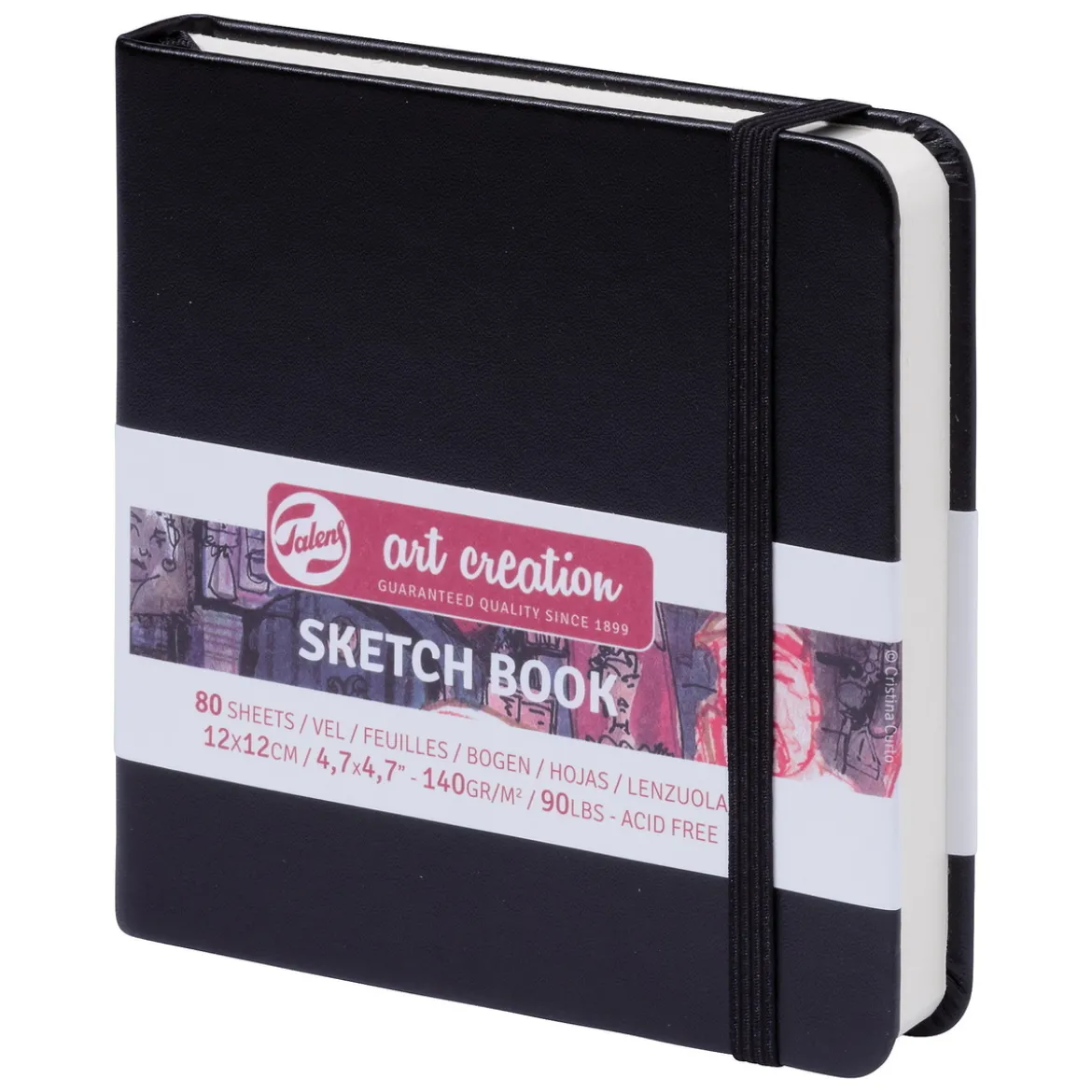 Royal Talens Art Creation Sketch skissebok 13×21 cm, svart omslag – 140 g/m², 80 ark